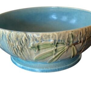 Roseville Blue Moss Console Bowl.